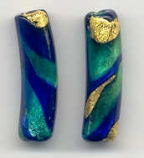 Exposed Gold Large Curved Cobalt Blue & Teal Tubes